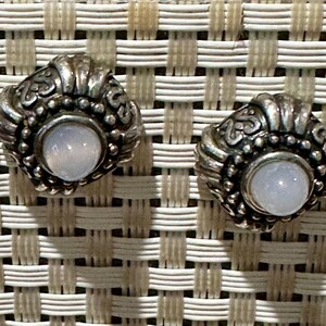 Vintage Designer Moonstone and Sterling Silver Earrings.