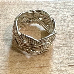 Antique Geometric Design Sterling Silver Size 6 1/2 Ring, Irish Style Celtic Design Ring