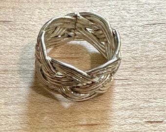 Antique Geometric Design Sterling Silver Size 6 1/2 Ring, Irish Style Celtic Design Ring