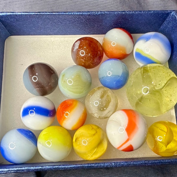 Fifteen Vintage Marbles, Caged Catseye, Akro Patch Marbles, Marble King, etc. #1
