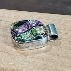 Vintage Super Nice Sterling Silver and Purple Foil Southwest Style Pendant
