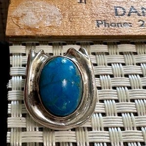 Antique Southwestern Style Blue Turquoise, and Sterling Silver Small Pendant