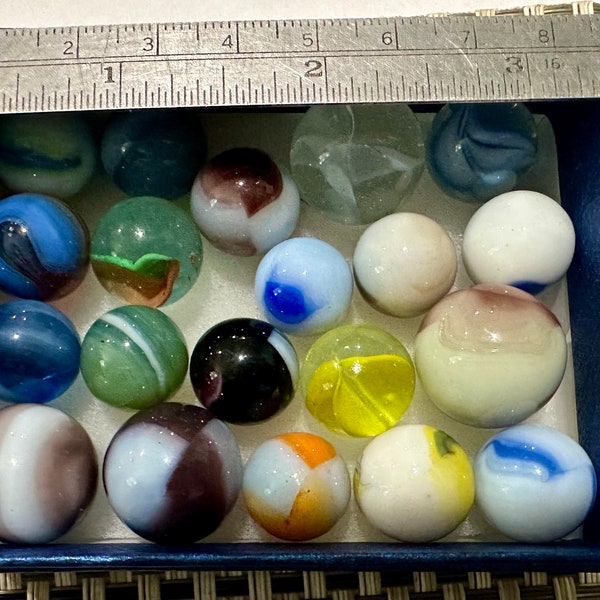 Nineteen Vintage Marbles, Caged Catseye, Akro Patch Marbles, Marble King, etc. #3