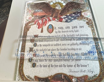 Four Patriotic Color Etch Foil Engravings by J.R. Rosen Co.