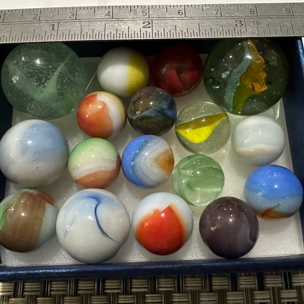 Seventeen Vintage Marbles, Two Shooter Caged Catseye, Akro Patch Marbles, Marble King, etc. #4