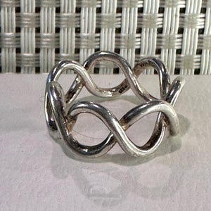 Vintage Sterling Silver Unusual Large Chain Style Sterling Silver Ring