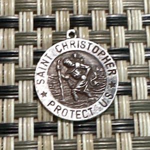 Antique Small Sterling Silver St. Christopher Made in Italy, Catholic Medal in Nice Condition
