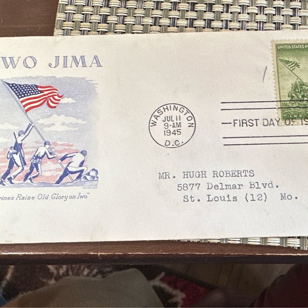 First Day of Issue, 1945 Iwo Jima WWII with American Flag Cachet