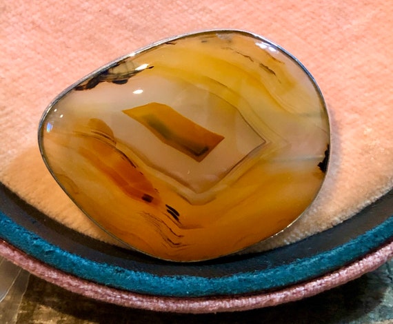 Antique Sterling Silver and Translucent Agate or … - image 6