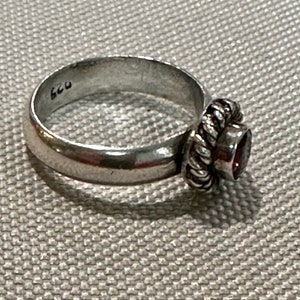 Beautiful Sterling Silver and Real Garnet Size 6 Ring with Single Cut Garnet