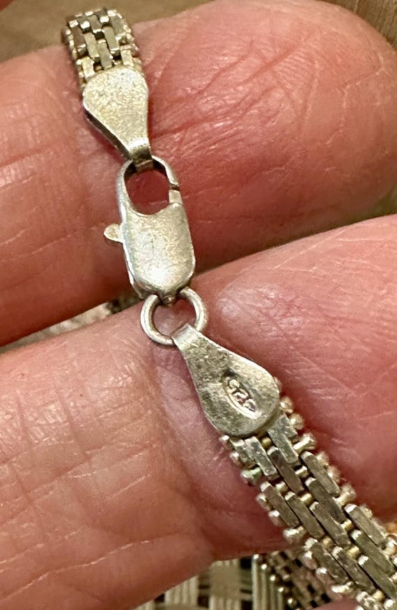 Vintage Nice Herringbone Pattern Sterling Silver … - image 5