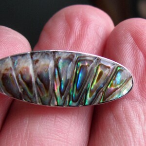 Antique Sterling Silver and Carved Abalone Shell Pendant, Victorian or Edwardian Age