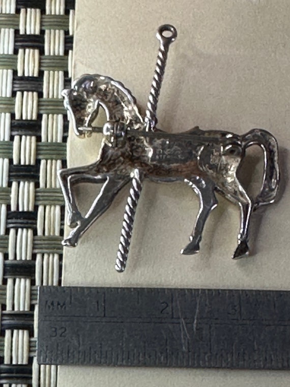 Antique Hand Made Silver Horse Pendant, Merry Go … - image 7