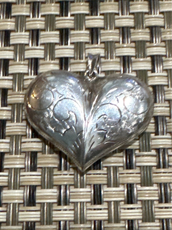 Vintage Heart Shaped Sterling Silver Puffy Heart, 
