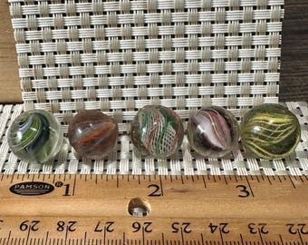 Antique Handmade Swirl Marbles, Latticinio Cores, German English Group