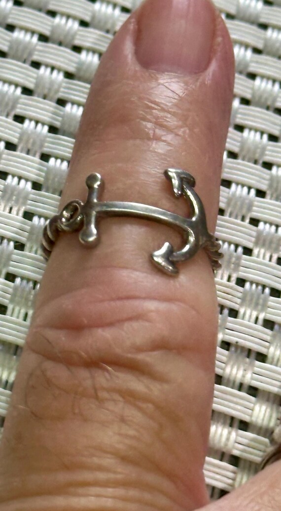 Vintage Sterling Silver Navy Rope and Anchor Theme Size