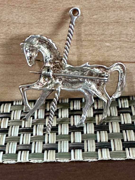 Antique Hand Made Silver Horse Pendant, Merry Go … - image 2