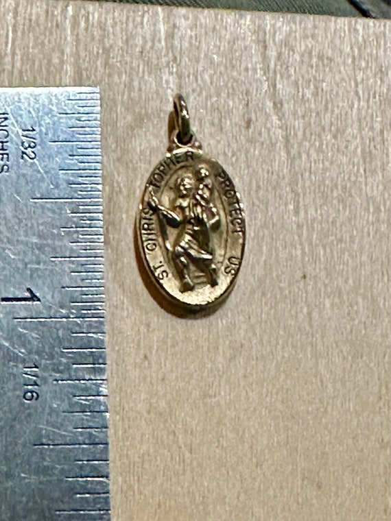 Antique Small Gold Filled St. Christopher Medal in