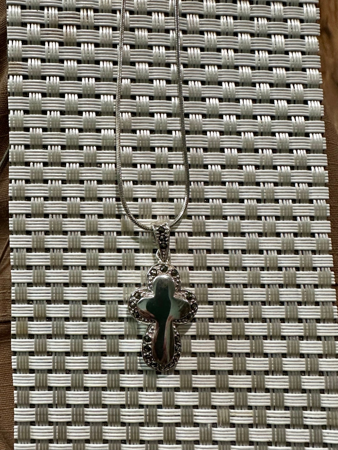 Antique Sterling Silver Cross Pendant With Steelstones and Chain - Etsy