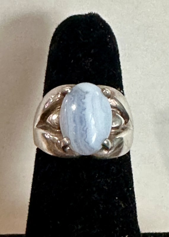 Vintage Sterling Silver and White Agate  or Moonst