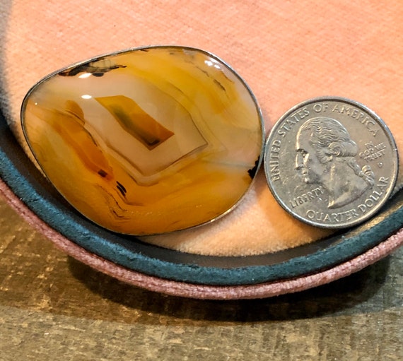 Antique Sterling Silver and Translucent Agate or … - image 2