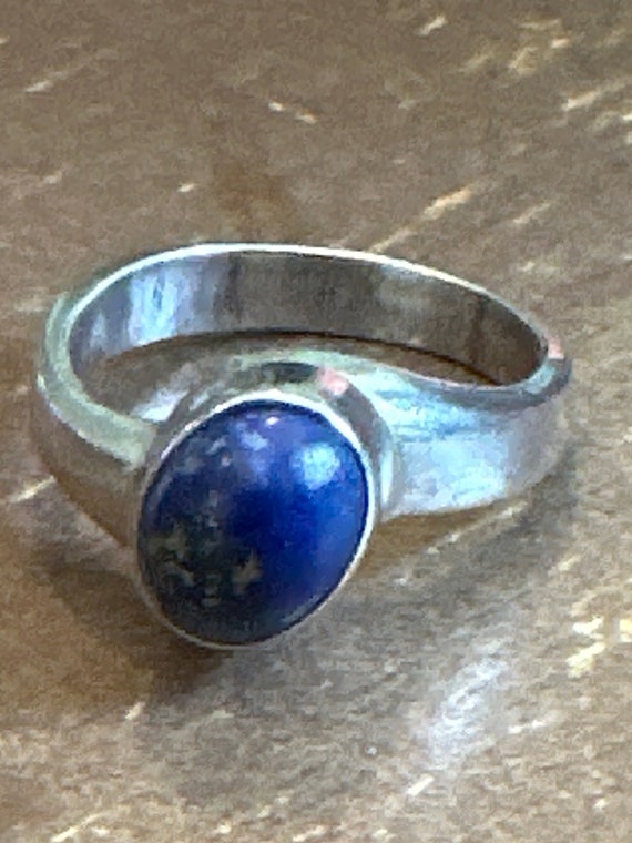 Size 7 Dark Blue Lapis Lazula Sterling Silver Ring