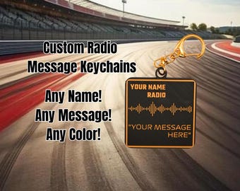 Llaveros personalizados con mensajes de radio de carreras
