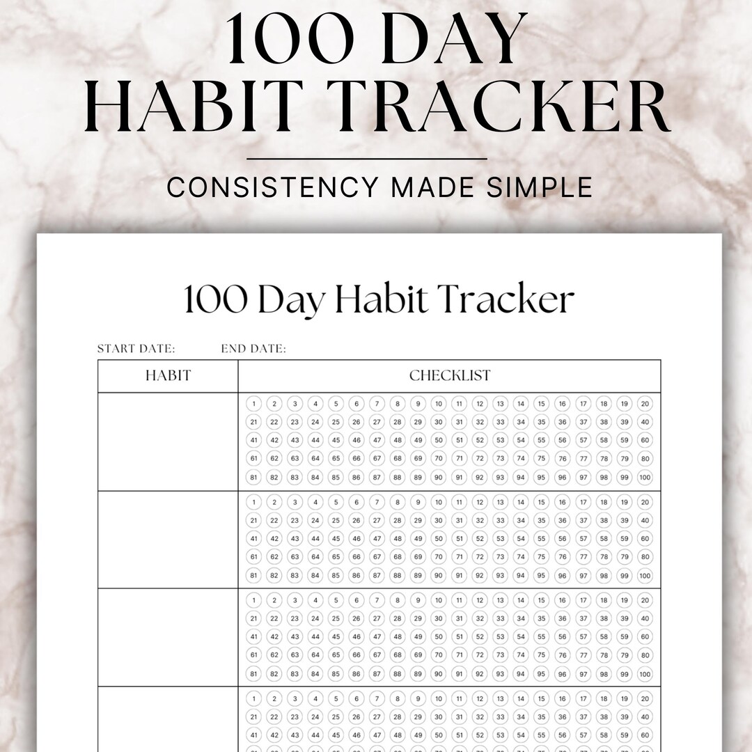 100 Day Printable Habit Tracker - Etsy