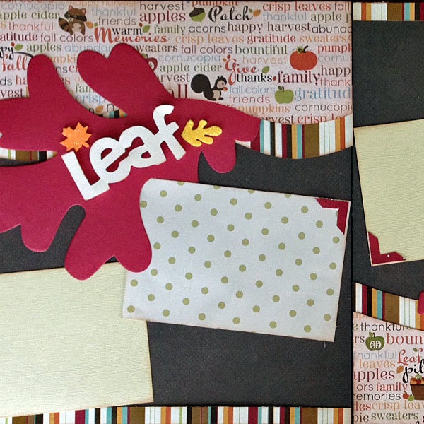 12x12 Scrapbook Layout Kit Fall Leaf Piles 2 Pages