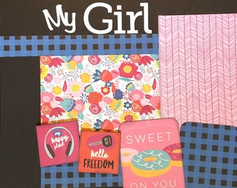 12x12 Girl Scrapbook Page Kit, 12x12 Premade Girl Scrapbook, 12x12 Premade Scrapbook Pages, 12x12 Scrapbook Page, Girl Scrapbook, Daughter