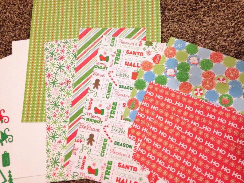 Christmas DYI Scrapbooking Paper Embellishment Kit 12x12 2 Pages Premade