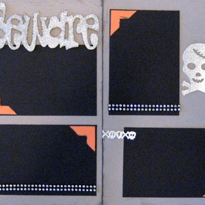 12x12 Halloween Scrapbook Page Kit, 12x12 Premade Halloween Scrapbook, 12x12 Premade Scrapbook Pages, 12x12 Scrapbook Page, Halloween Layout image 2