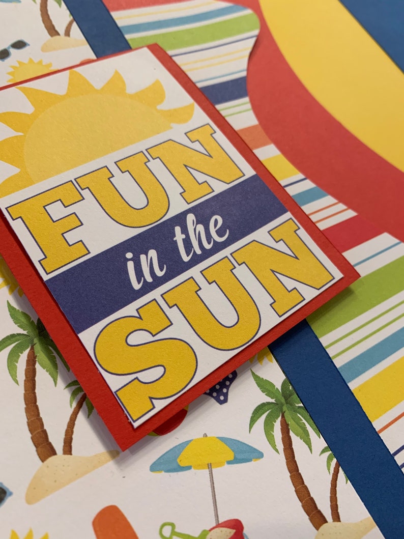 Fun Sun Summer Beach Pool Vacation 12x12 scrapbook pages kit 2 page layout premade image 4