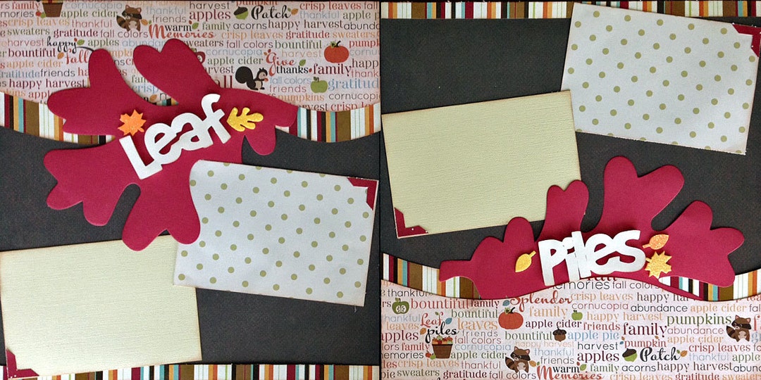 12x12 Scrapbook Layout Kit Fall Leaf Piles 2 Pages - Etsy