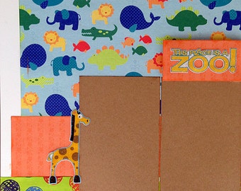 12x12 2 page Zoo Scrapbook Layout Kit