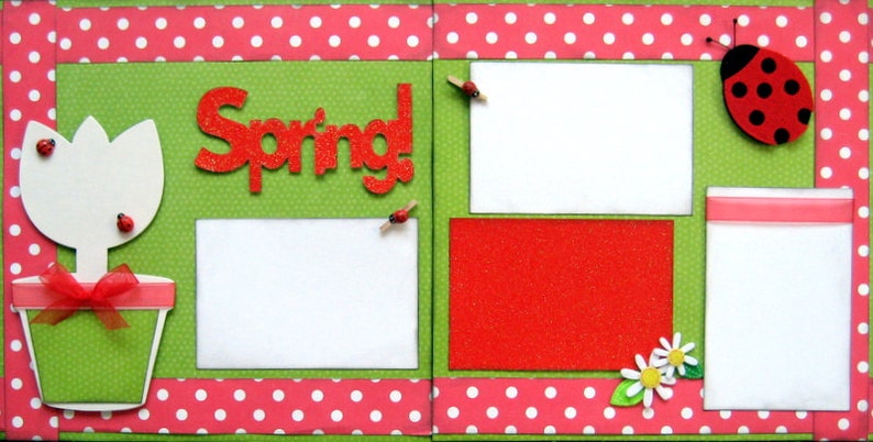 12x12 Spring Scrapbook Page Kit, 12x12 Premade Spring Scrapbook, 12x12 Premade Scrapbook Pages, 12x12 Scrapbook Page, Spring Layout image 3