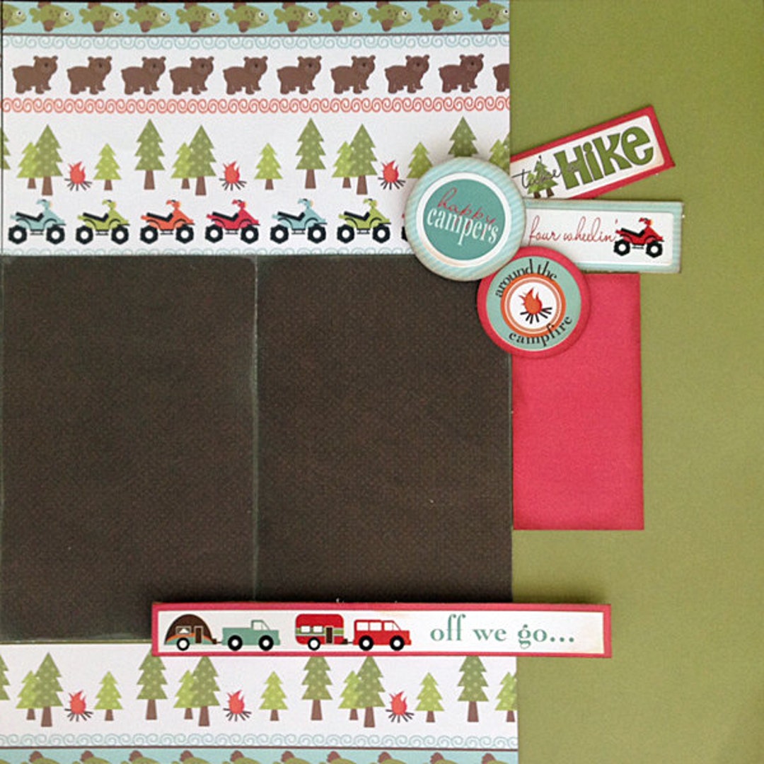 12x12 2 Page Scrapbook Layout Kit Camping - Etsy