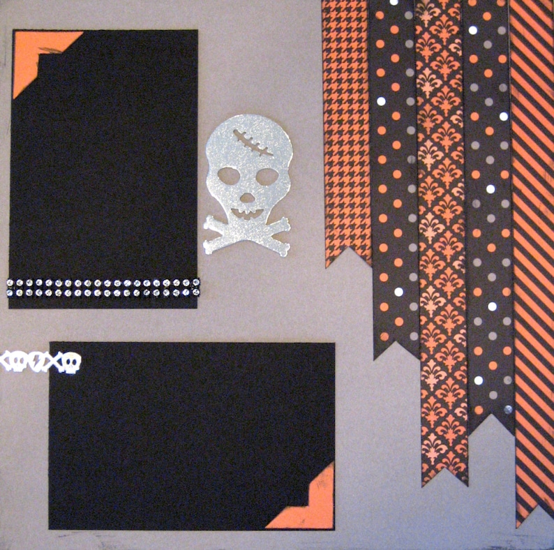 12x12 Halloween Scrapbook Page Kit, 12x12 Premade Halloween Scrapbook, 12x12 Premade Scrapbook Pages, 12x12 Scrapbook Page, Halloween Layout image 3