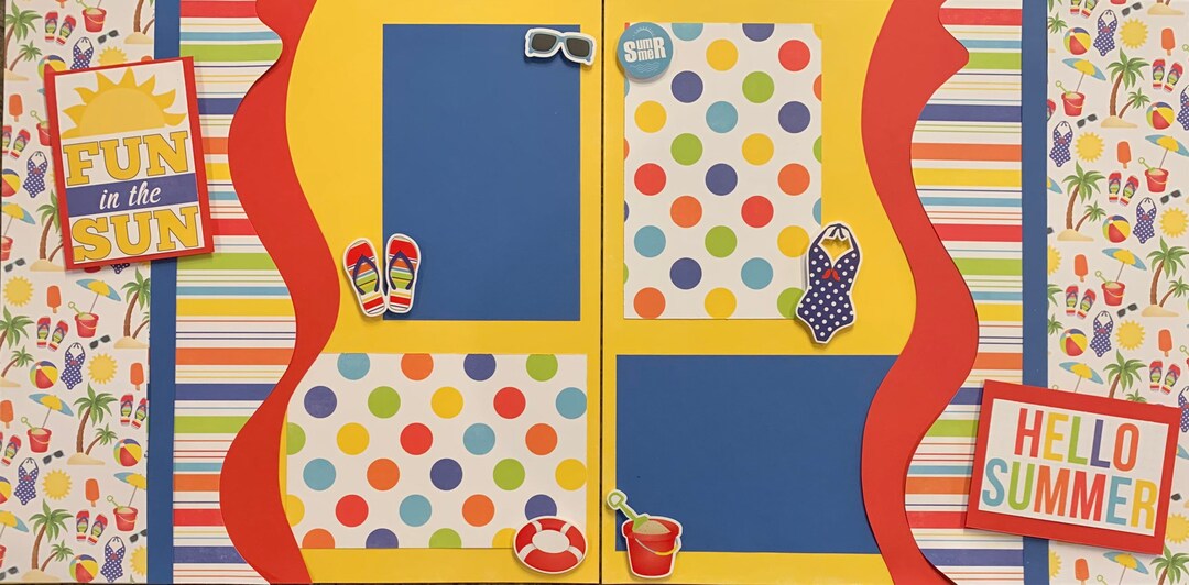 Fun Sun Summer Beach Pool Vacation 12x12 Scrapbook Pages Kit 2 Page ...