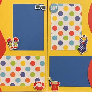 Fun Sun Summer Beach Pool Vacation 12x12 scrapbook pages kit 2 page layout premade image 1