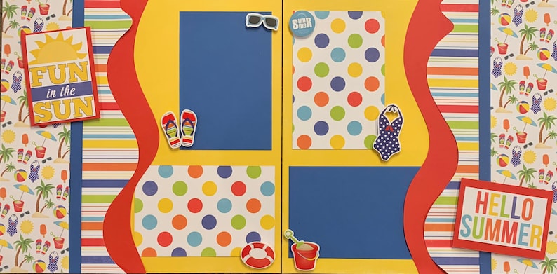 Fun Sun Summer Beach Pool Vacation 12x12 Scrapbook Pages Kit 2 Page ...