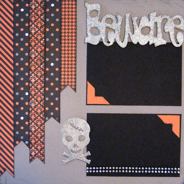 12x12 Halloween Scrapbook Page Kit, 12x12 Premade Halloween Scrapbook, 12x12 Premade Scrapbook Pages, 12x12 Scrapbook Page, Halloween Layout
