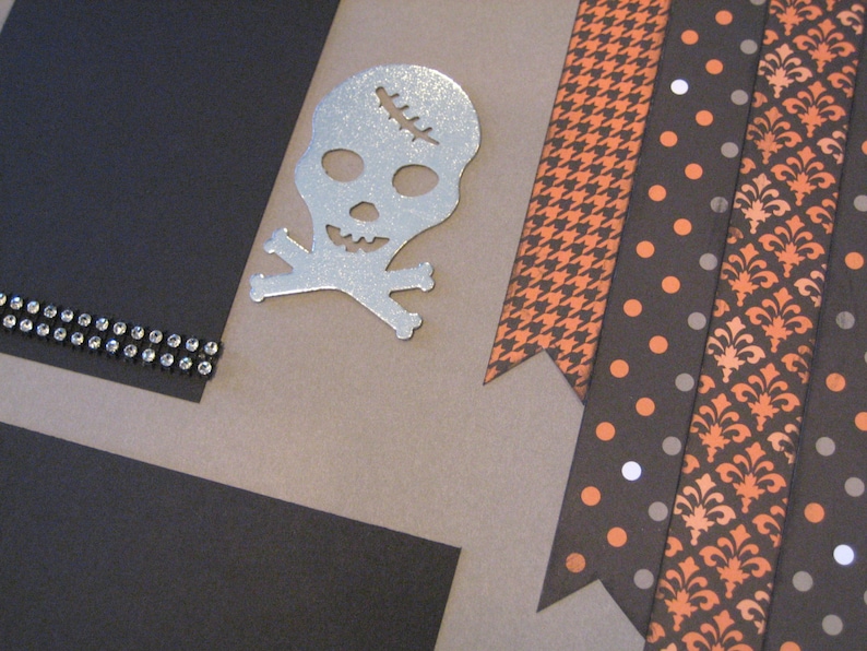 12x12 Halloween Scrapbook Page Kit, 12x12 Premade Halloween Scrapbook, 12x12 Premade Scrapbook Pages, 12x12 Scrapbook Page, Halloween Layout image 4