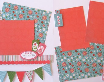 Scrapbooking Kit Premade Pages Layout Spring Day Joy Happy 2 Pages