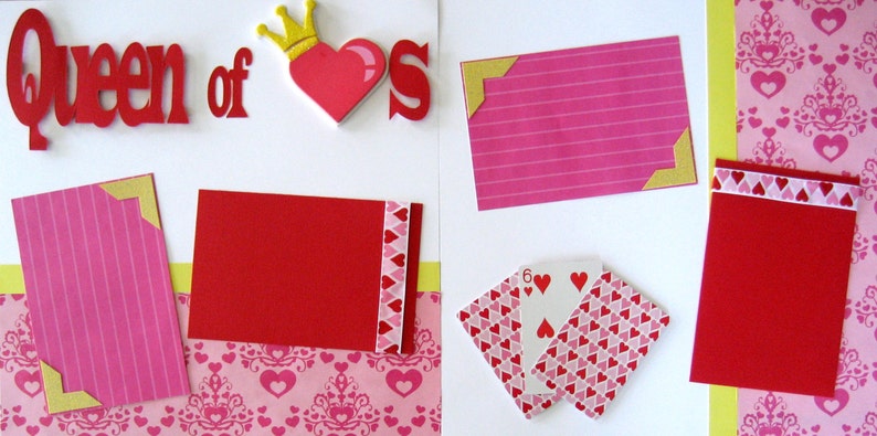12x12 Valentine Girl Scrapbook Page Kit, 12x12 Premade Valentine Scrapbook, 12x12 Premade Scrapbook Pages, 12x12 Scrapbook Page, Girl image 2