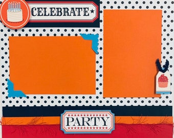 Celebrate Party Birthday Premade Pages Scrapbook Layout Kit 2 Pages