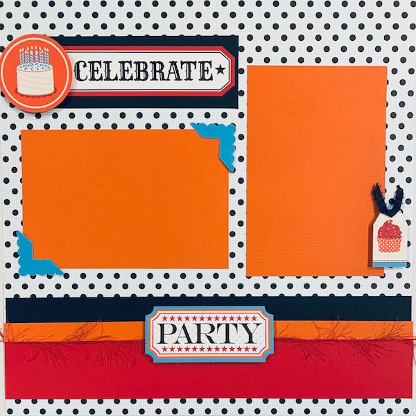 Celebrate Party Birthday Premade Pages Scrapbook Layout Kit 2 Pages