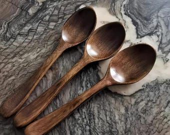 Black Walnut Broth Spoon, Made to Order Stylish Spoon, Essential Kitchen Utensils, Spoon for Soups, Rice, 19.5cm Table Spoon Teriyaki Spoon