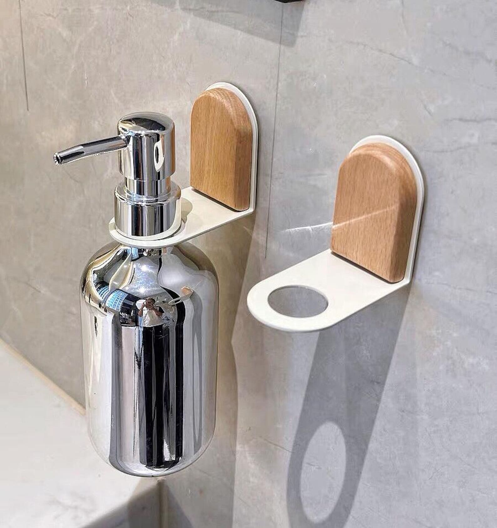 Walnut Wall-mounted Soap Dispenser Holder, Minimalist Wooden Bathroom ...