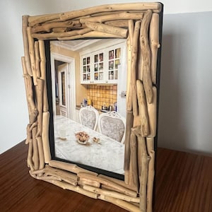 7-Inch Solid Wood Photo Frame, Elegant Natural Wooden Picture Frame for Desk or Wall Display, Unique Wooden Photo Frame, Artsy Picture Frame